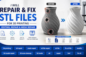 repair and fix stl files for 3d printing, editing  repair and mesh repair