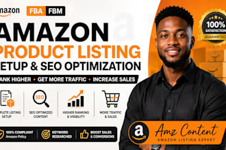 do amazon fba fbm product listing setup and SEO optimization
