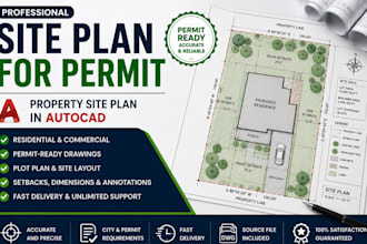 create site plan for permit and property site plan in autocad