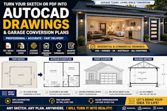 turn your sketch or PDF into autocad drawing ohio garage conversion plans