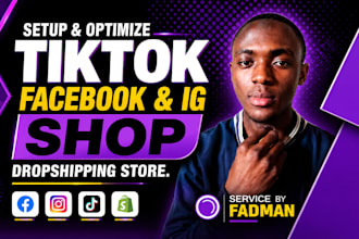 setup facebook shop tiktok shop setup ig shop  shopify store design and redesign