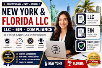 us and non US resident register llc ein and renew llc in newyork and florida