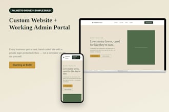 build a custom small business website with a working admin portal