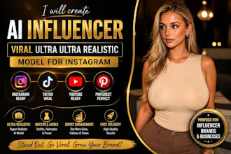 create a realistic ai influencer, ai model, virtual influencer and avatar