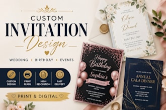 design elegant wedding invitation, birthday invitation, and event invitation