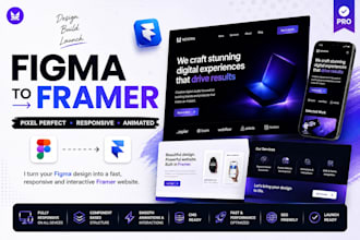 convert figma to framer and build a responsive framer website, figma website