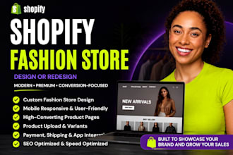 design or redesign shopify clothing  store, shopify fashion store design