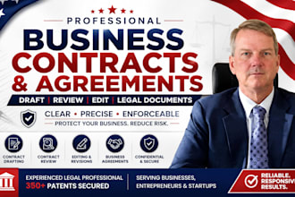 draft review and edit business contracts agreements and legal documents