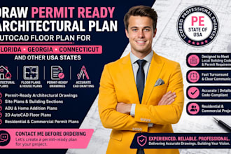 draw permit ready architectural floor plan autocad florida georgia connecticut