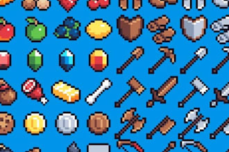 design pixel art game UI icon, hud for your game inventory and 2d game assets