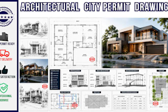 do architectural city permit drawings, 2d floor plan, blue print, hvac autocad