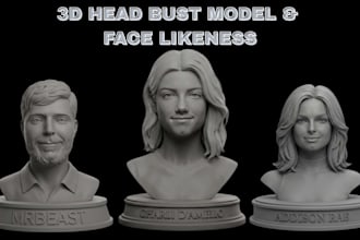 sculpt realistic 3d head bust face likeness model 3d head photo for printing