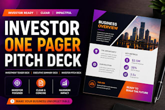 design investor one pager pitch deck investment teaser deck executive summary