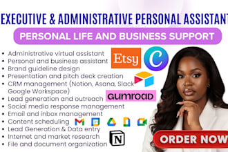 provide administrative virtual assistant, personal executive business support