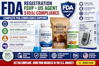 handle fda registration, fsvp, US agent and 510k compliance support