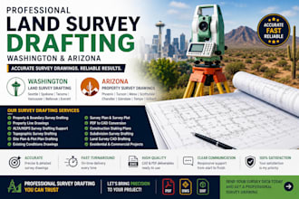 washington land survey drafting, arizona property survey drawings
