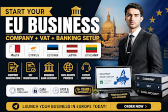 do company registration, vat and bank setup in malta cyprus estonia