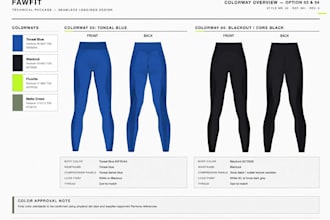 create leggings tech pack, activewear leggings design for clothing brands