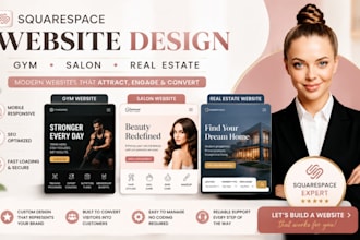 build squarespace gym website, saloon website, real estate website development