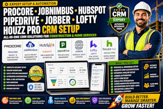 setup procore jobnimbus hubspot pipedrive jobber lofty houzz pro crm