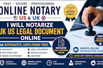 notarize UK US legal document online for affidavits usps form 1583