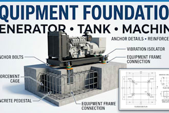 design equipment, generator and tank concrete foundation plans