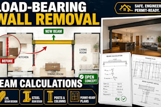 load bearing wall removal beam calculation structural plans permit plans