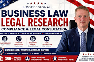 provide business law legal research compliance and  legal consultation
