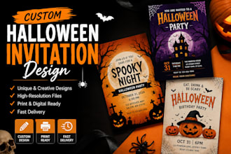 design a custom halloween invitation, party invite, and printable card