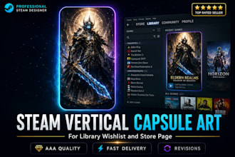design steam vertical capsule art for steam library wishlist and store page