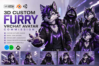 create a custom vrchat avatar, furry VR avatar, vrc character, vrm and vseeface