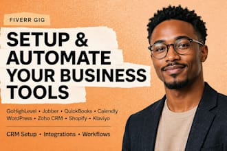 setup gohighlevel jobber quickbooks calendly wordpress zoho CRM shopify klaviyo