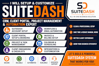 setup suitedash CRM, client portal, project management and automation