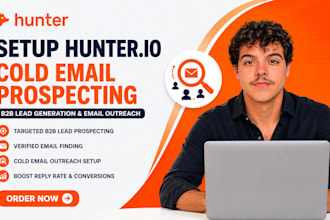 setup hunter io cold email prospecting b2b lead generation email outreach