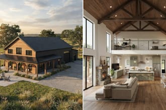 design realistic 3d barndominium exterior interior rendering