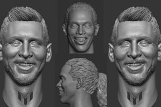 realistic 3d head model with face likeness zbrush sculpt for 3d printing stl
