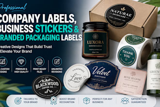 design company labels, business stickers and branded packaging labels