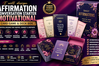 design affirmation card conversation starter  motivational card game deck box