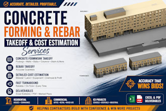 do concrete formwork, rebar takeoffs and cost estimation