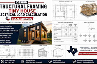design structural framing tiny house electrical load calculation texas drawing