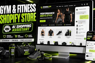 build gym wear shopify store, fitness accessories with ai shopping assistant