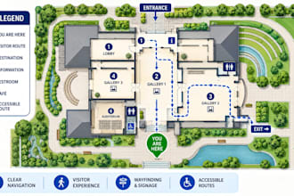 design professional wayfinding, visitor navigation and venue maps