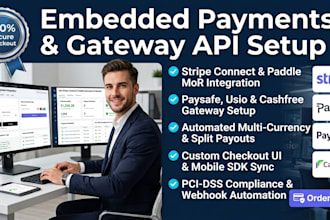setup embedded payments software via stripe payment paddle paysafe usio cashfree