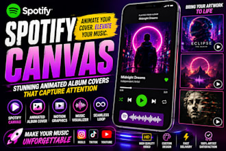 do animated album cover art for spotify canvas, motion graphics, music animation