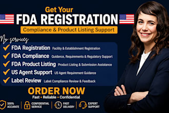 assist with fda registration, compliance, US agent and product listing