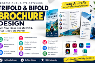 design a trifold brochure, bifold brochure, ai draft fix, print ready pdf