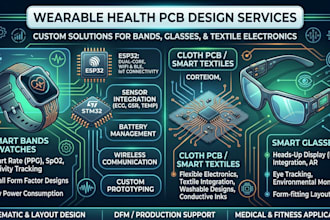 wearable health device pcb design with esp32, stm32 for bands, cloth and glasses