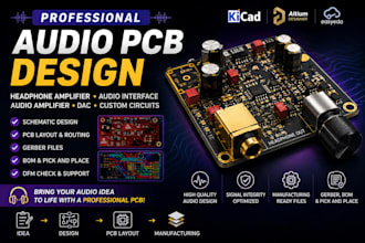 design professional audio pcb, headphone amplifier and audio interface