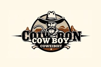 draw vintage western cowboy logo and t shirt