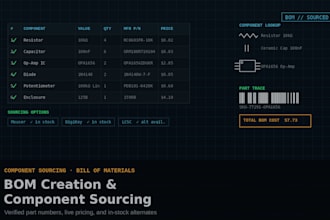 create your electronic component bom and sourcing list